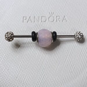 Pandora Silver Opalescent Pink Crystal Geometric Facets Charm. 2 Listed Separate